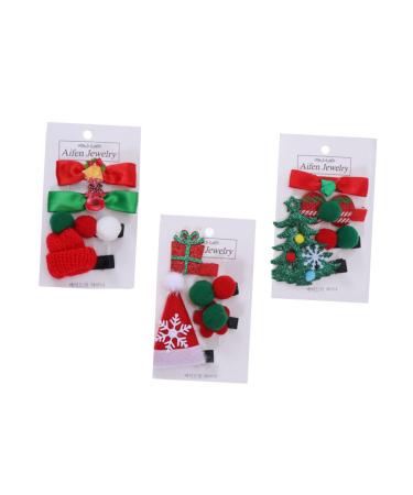 HAPINARY 3 Sets Christmas Barrettes Sequin Hairpins Bow Hair Clips Christmas Hair Bow Santa Hat Decor Kids Hair Clips for Girls Hair Pin Christmas Hair Accessory Cute Headgear Girl Child