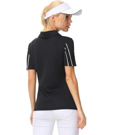 JACK SMITH Women's Golf Polo Shirt | Short Sleeve Dry Fit Tennis Shirt with Zipper | Activewear Polo | Black - Size Medium - Buy Online on GoSupps.com
