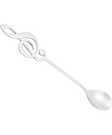 Stirring Spoon Stainless Steel Dessert Spoon Musical Note Coffee Drinking Stirring Spoons 15.5 * 2.5cm(Silver) - Buy Online on GoSupps.com