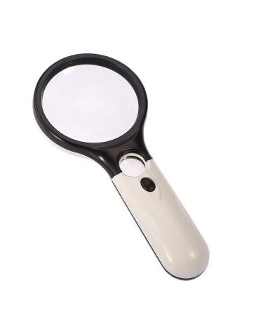 Magnifiers Lit Magnifier 45 Times Double Lens Magnifier 3 Times Handheld Magnifier Old Man Reading Magnifier White 190 * 83 * 28 Mm Reading Aids