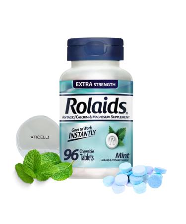 Extra Strength Antacid Tablets Mint Flavor - Acid Reducer Heartburn Chews Antacid Tablets Chewable Travel Size Antacid Antacid for Heartburn 96 Ct Chewable Tablets