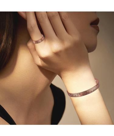 Cigmag Copper Magnetic Bracelet for Women - Adjustable Pure Copper Brazaletes Cuff Bangle in Gift Box (Copper Flower) - Buy Online on GoSupps.com