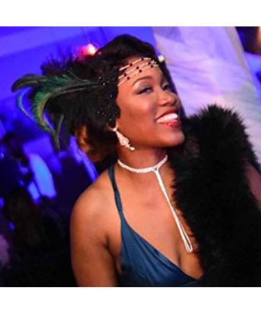 Feather Headband Lady Head-Chain Handmade Hair Headwear for Women Party Headpiece Roaring 1920s Art - Buy Online on GoSupps.com