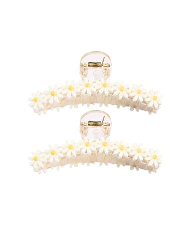 UUYYEO 2 Pcs Daisy Hair Claw Clips Nonslip Large Jaw Clips Flower Hair Clamps Clasps Barrettes Fashion Hair Styling Accessories for Women Girls
