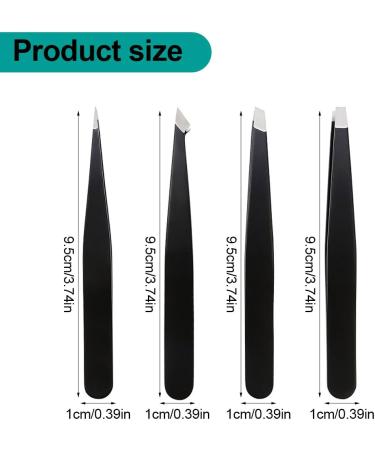 KSIUW Tweezers Set - 4 Pcs Stainless Steel Precision Tools for Eyebrow Plucking Ingrown Hair and Splinter Removal - Buy Online on GoSupps.com