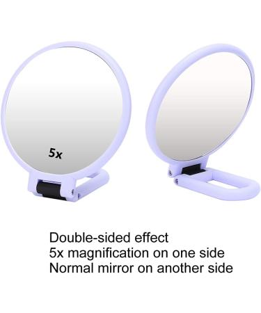 Portable Travel Mirror - 5X Magnifying Folding Cosmetic Mirror - Desktop Makeup Mirror - Small Size and Delicate (Purple) - Buy Online on GoSupps.com