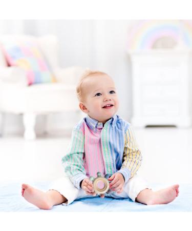 BPA Free Baby Teething Toy - Silicone Rudder with Wooden Ring - Soothes Teething Pain - Shower Gift for Boys and Girls - 8 Directions in Gray - Buy Online on GoSupps.com