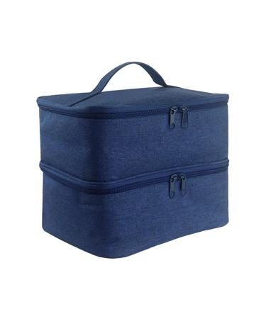 rongweiwang Hygienic and easy-to-clean nail polish carrying case for safe storage 30-compartment polyester nail polish storage bag easy organization royal blue