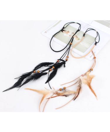 Boho Feather Headband Indian Hippie Gypsy Headpiece - Black Feather Tassel Headdress for Women and Girls - Festival Party Hair Accessories - Buy Online on GoSupps.com