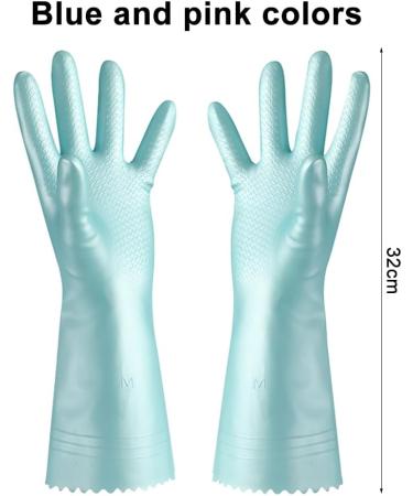 Riisoyu Dishwahing Gloves 2 Pairs Reusable Household Gloves 32cm Long Skin-Friendly Cleaning Gloves Rubber Cleaning Gloves with Cotton Flocked Liner for Kitchen Painting Gardening Pet Care - Buy Online on GoSupps.com