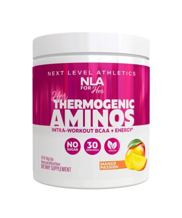 Her Thermogenic Animo - (Mango Passion - 30 Servings) Pre-Intra-Post-Workout BCAA Essential Amino Acids Powder for Women (w Caffeine) - Sustained Energy, Focus, Performance and Endurance