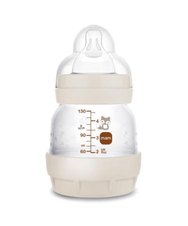 MAM Easy Start Anti-Colic Bottle 0 Months Extra Slow Flow (130ml) Sand - Bottle to Reduce Baby Colic and Discomfort - Breastf