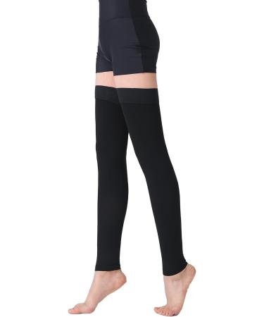 TOFLY Thigh High Compression Stockings - 1 Pair, 20-30 mmHg Gradient Compression, Silicone Band, Footless Sleeves for Varicose Veins, Edema - L, Black - Buy Online on GoSupps.com