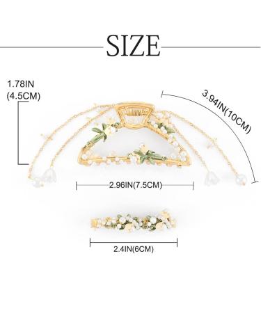 Buy Bohend Flower Leaf Hair Clamp with Pearls - Strong Big Hair Clips for Women & Girls | Wedding Macrame Head Accessories - Buy Online on GoSupps.com