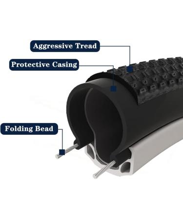 Mountain Bike Tire Replacement | 27.5 x 2.125 Inch Folding Bead | MTB Bike Tire 24/26/27.5 x 1.95 Options Available - Buy Online on GoSupps.com
