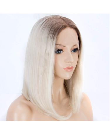 SHIYID Blonde Short Wig for Women | Synthetic Lace Front Wig with Light Brown Roots | Heat Resistant Fiber - Buy Online on GoSupps.com
