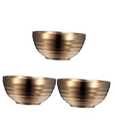 Zerodeko 3 Pcs Stainless Steel Double Bowl Salad Bowl Metal Bowl Pot Soup Container Child Thicken Mixing Bowl 11x11cmx3pcs Goldenx3pcs