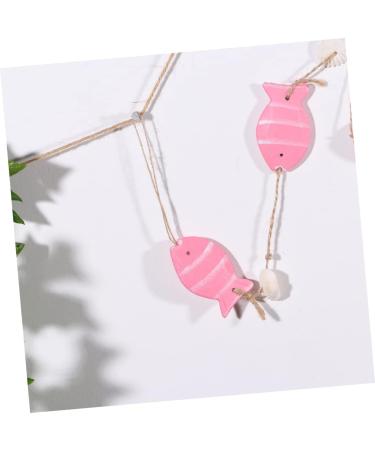 Yardenfun 1 Pc Decor Wedding Ornament Mini Beach Ornament Door Fish Hanging Ornament Pendant Curtain Wooden Pink 102X4.2CM - Buy Online on GoSupps.com