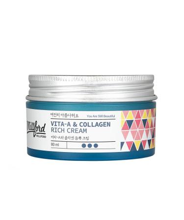 Vita A & Collagen Rich Cream 80ml/2.7 Oz Fish/Marine Collagen Face Cream Anti Aging Facial Moisturizer Wrinkes Fine Lines Retinyl Palmitate Korean Skincare