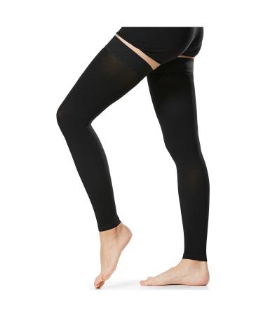 Leeofty 1 Pair Thigh High Socks Men Women 20-30mmHg Stockings Sleeves for Varicose Vein Swelling