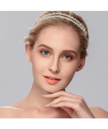 Lurrose Double Layer Silver Rhinestone Headband - Wedding Bridal Hair Accessories - Buy Online on GoSupps.com