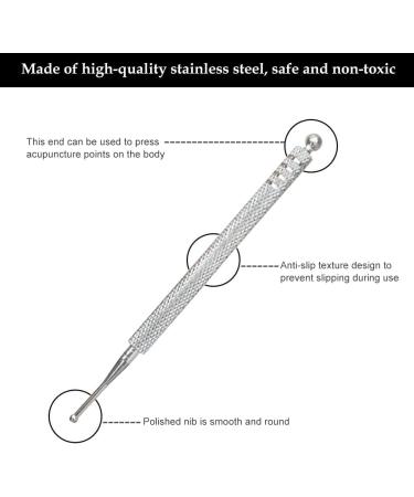Acupressure Pen Set - Meridian Pencil Massage Tools Stainless Steel Acupuncture Sticks for Scar Care (2PCs) - 10 cm Length 2/5 mm Ball  - Buy Online on GoSupps.com