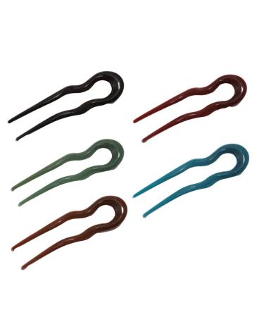 5Pcs Hair Resin U Shape Hair Stick Simple Decorative Wave Chignon Hairpins for Women