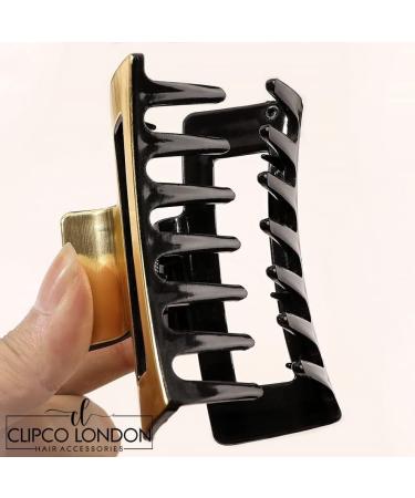 Rectangle Claw Clip Set - Retro Gold Metallic Leopard Print & Tortoise Shell Hair Claws for Women - 4pcs, Medium to Large Size 8.5cm - Buy Online on GoSupps.com