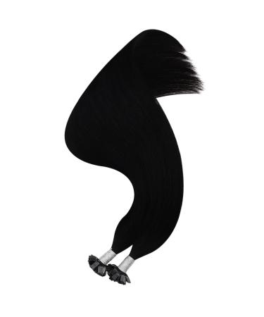 Ugeat 55cm Flat Tip Real Hair Extensions - Keratin Bonding Darkest Black 1g/Strand 50g Hair Extensions - Buy Online on GoSupps.com