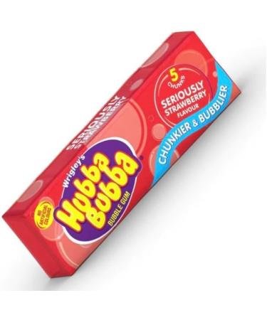 3 x Hubba Bubba Bubble Gum Seriously Strawberry Flavour 3 packs of 5 Chunks - Buy Online on GoSupps.com