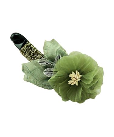 Green Gauze Flower Banana Clip Large Cloth Ponytail Hair Clip Barrette Accessories