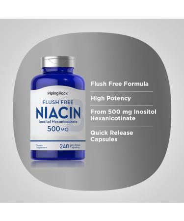 Piping Rock Niacin 500mg | Flush Free | 240 Capsules | Vitamin B3 Supplement | Non-GMO Gluten Free - Buy Online on GoSupps.com