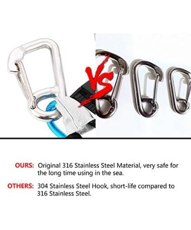 Diving Hook: Stainless Steel Reef Double Hook with Spiral Coil Lanyard & Quick-Release Buckle - Blue - Buy Online on GoSupps.com