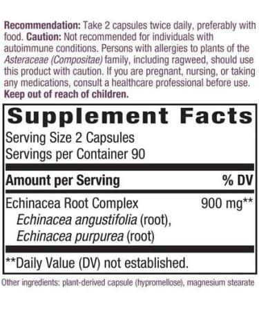 Nature's Way Echinacea Root Complex 900mg - 180 Vegan Capsules for Immune Support - Buy Online on GoSupps.com