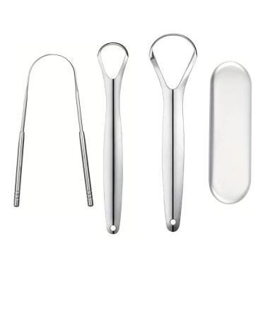 Tongue cleaner 3 pieces of tongue scraps tongue scraper set tongue scraper stainless steel tongue cleaner with storage case reduces bad breath fresh breath