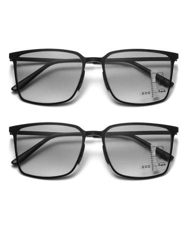 Koosufa progress reading glasses sun reading glasses men's progress glasses sunglasses Large metal progressive multifocus blue light filter with UV protection outdoor reading aid 1.0 1.5 2.5 3.5 4.0 2x black 1.5 x