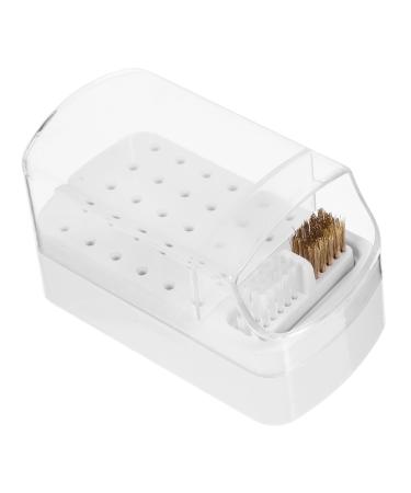 Mikinona Box Nail Drill Bit Organizer Drill Bit Holder Manicure Polishing Head Organizer Nail Drill Bits Organizer Nail Grinding Head Holder White Storage Plastic Nail Clippers 12.00X6.30X6.00CM White
