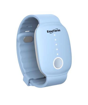 EmeTerm Fashion Relieve Nausea Electrode Stimulator Morning Sickness Motion Travel Sickness Vomit Relief Rechargeable No Gel Drug Free Wrist Bands Without Side Effects (Blue)