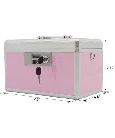 XYDStay Medicine Lock Box Aluminum First Aid Safe Storage Family Medication Cabinet Pink 12.2x7.9x8.2 Inch - Buy Online on GoSupps.com