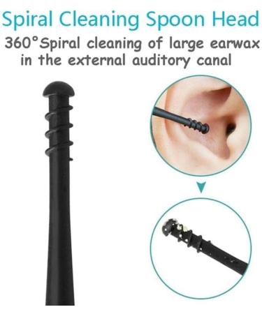 Soft Silicone Double Head Micro-bristle Ear Cleaner - Reusable Double Rotating Ear Pick for Ear Wax Removal - 360 Degree Rotation - Black - Buy Online on GoSupps.com