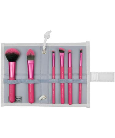 MODA Royal & Langnickel Travel Size Total Face Makeup Brush Set with Pouch Includes - Powder Foundation Angle Shader Smoky Eye Brow Liner and Pointed Lip Brushes Pink - Buy Online on GoSupps.com