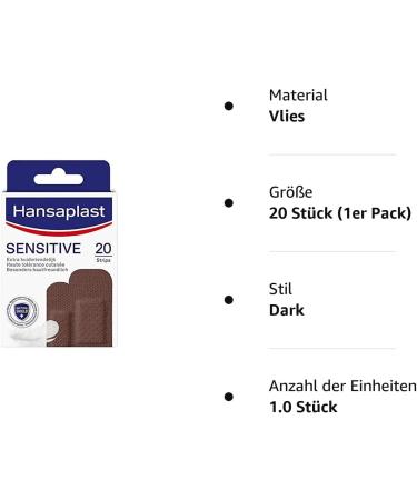 Hansaplast Sensitive Skin Tone Plaster Dark - Hypoallergenic & Skin-Friendly Wound Care (20 Strips) | Painless Bacteria Shield Safe Adhesive - Buy Online on GoSupps.com