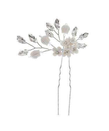 minkissy 1pc Hairpin Bridesmaid Hair Pin Flower Hair Clip Hair Fork Retro Wedding Party Headpiece Bridal Hair Jewelry Wedding Hair Clips Hair Pin for Women Hair Stick Alloy Simple