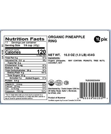 Yupik Organic Dried Pineapple Rings 1 lb - Non-GMO, Vegan, Gluten-Free - Buy Online on GoSupps.com