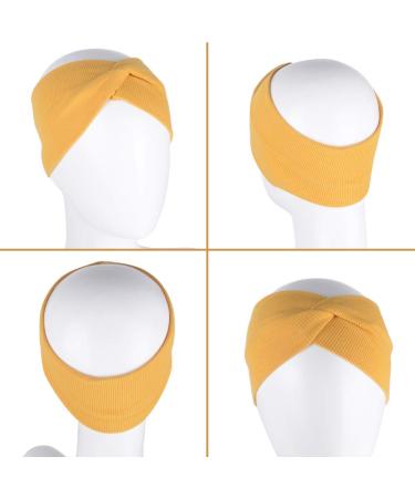 4-Piece Women's Summer Hair Bands | Elastic Headbands with Bow for Sport & Fashion | Soft Twisted Styles in Red Yellow Beige & Dark Blue - Buy Online on GoSupps.com