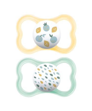 MAM Air pacifiers in a set of 2 Skinsoft silicone with pacifier holder 6-16 months neutral