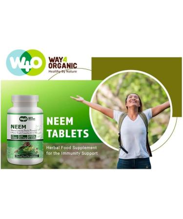WAY 4 ORGANIC W4O Neem Triple Complex - High-Potency Azadirachta Indica Tablets Neem Leaves Bark Flowers in Ratio (80:10:10) - 300 Tablets 150 Serving 1000 Mg (Pack of 2) - Buy Online on GoSupps.com