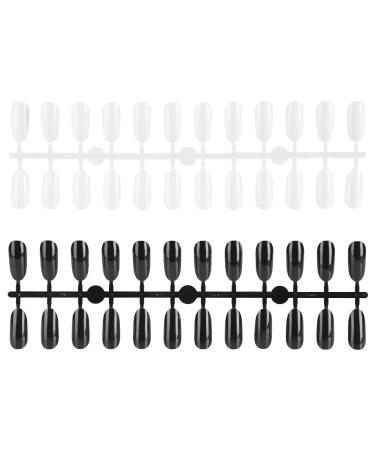 Oval Nail Tips - Nail Practice Gel Oval DIY Nail Art Nail Tips Polish Display Card 240 (Color : White)