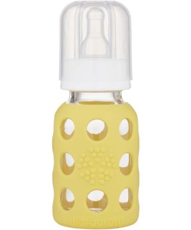 Lifefactory 4 oz Glass Baby Bottles with Silicone (4 Pack) - Banana & Cantaloupe - Buy Online on GoSupps.com