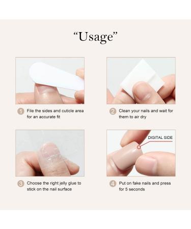 Vatocu Shiny False Nails - Long French Acrylic Nails in Nude & Brown Wave Point - 24 Pieces for Women & Girls - Buy Online on GoSupps.com